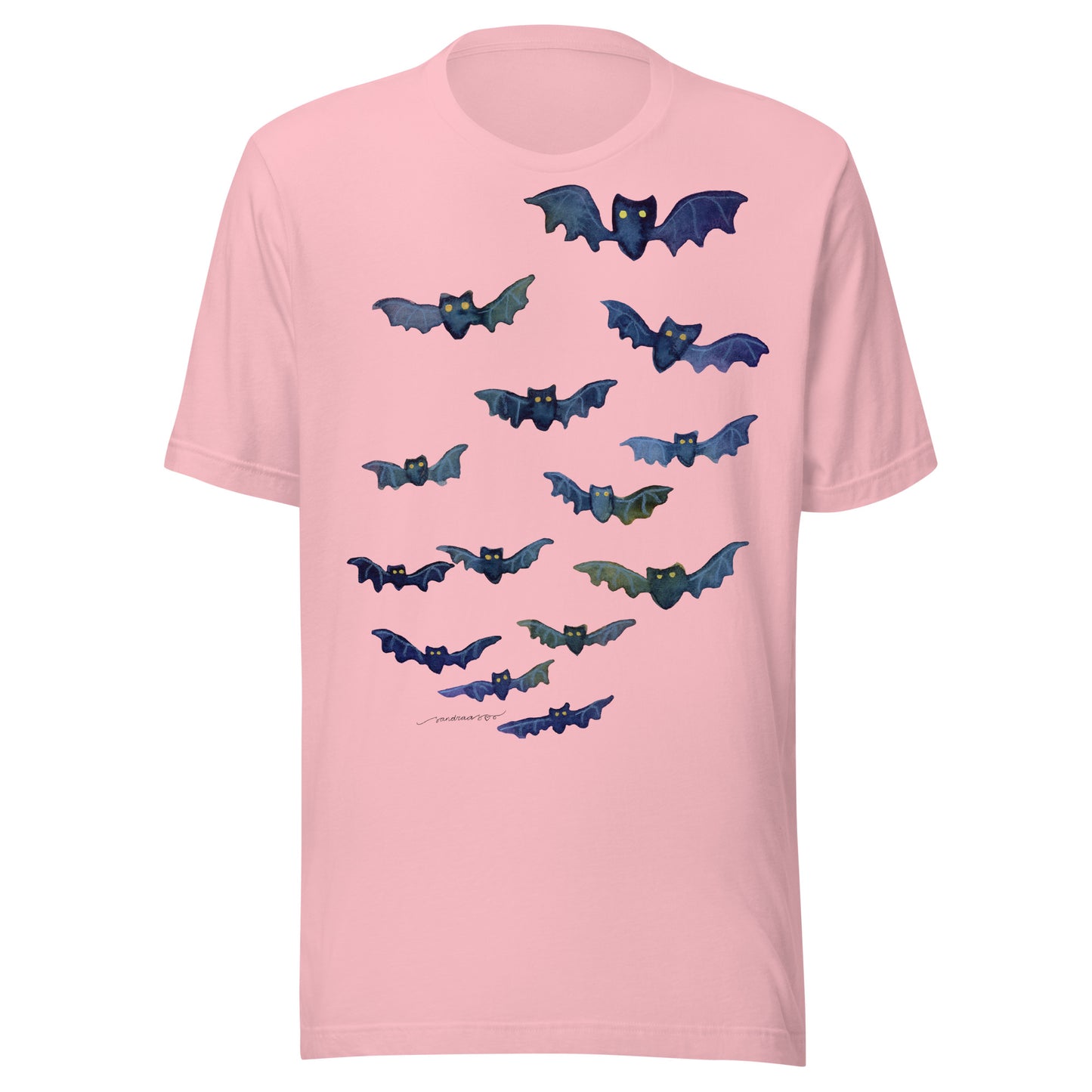 Halloween Bats Women’s T-Shirt • Watercolor Bat Illustration Tee • Spooky Cute Fall Shirt - SANDRAAS