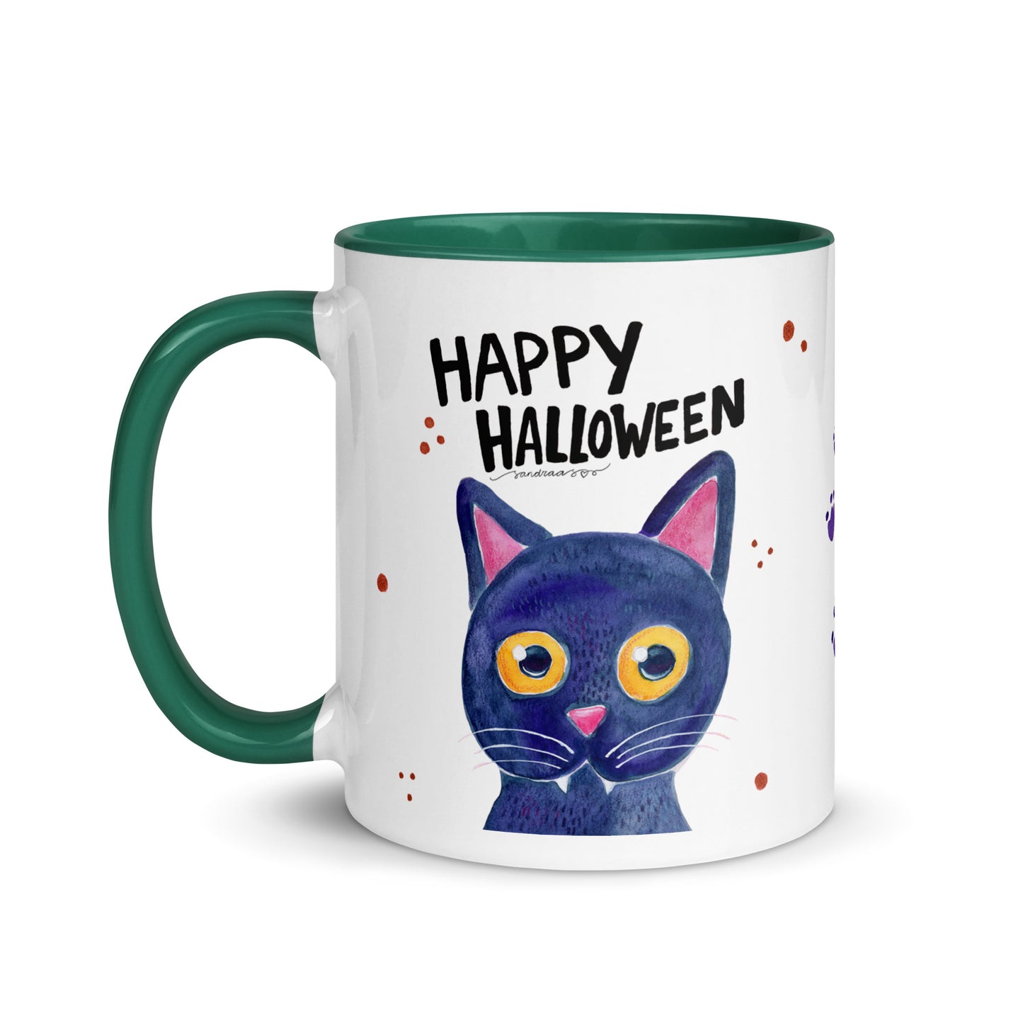 Mug with Color Inside - Happy Halloween - Black Cat