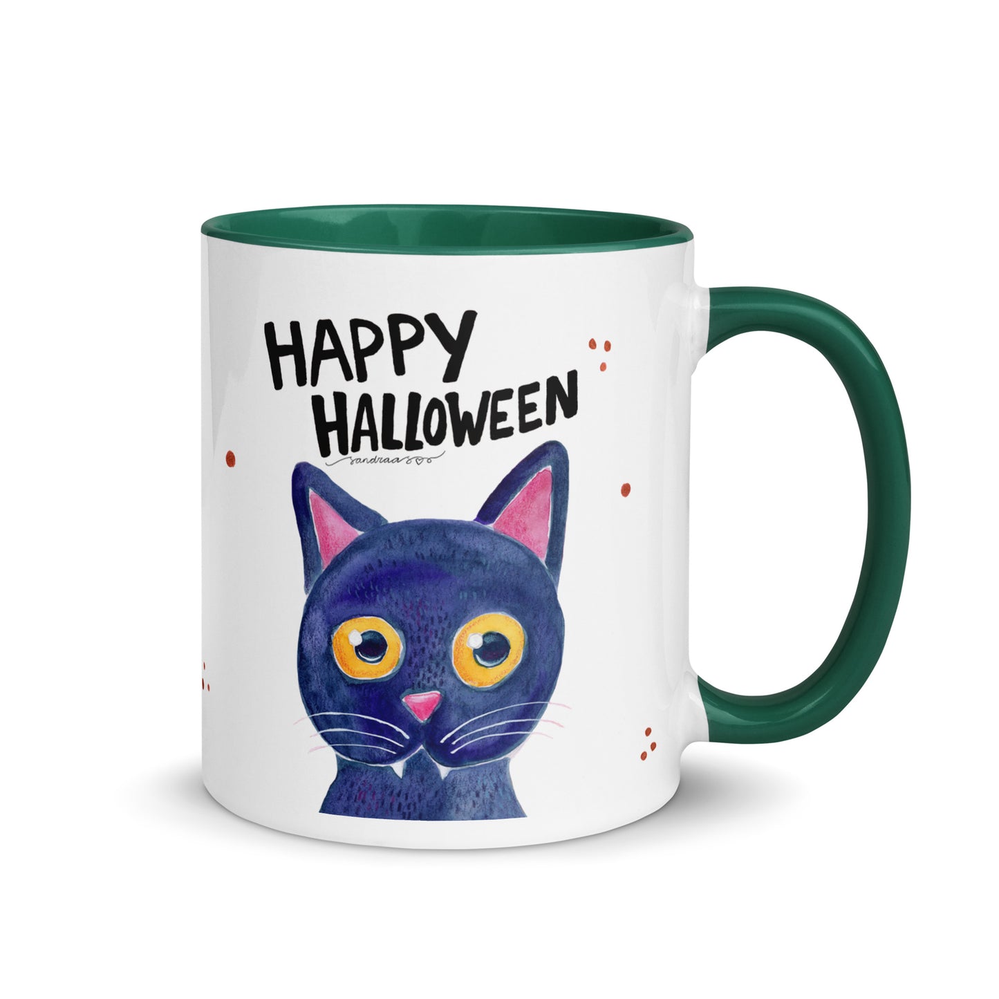 Mug with Color Inside - Happy Halloween - Black Cat