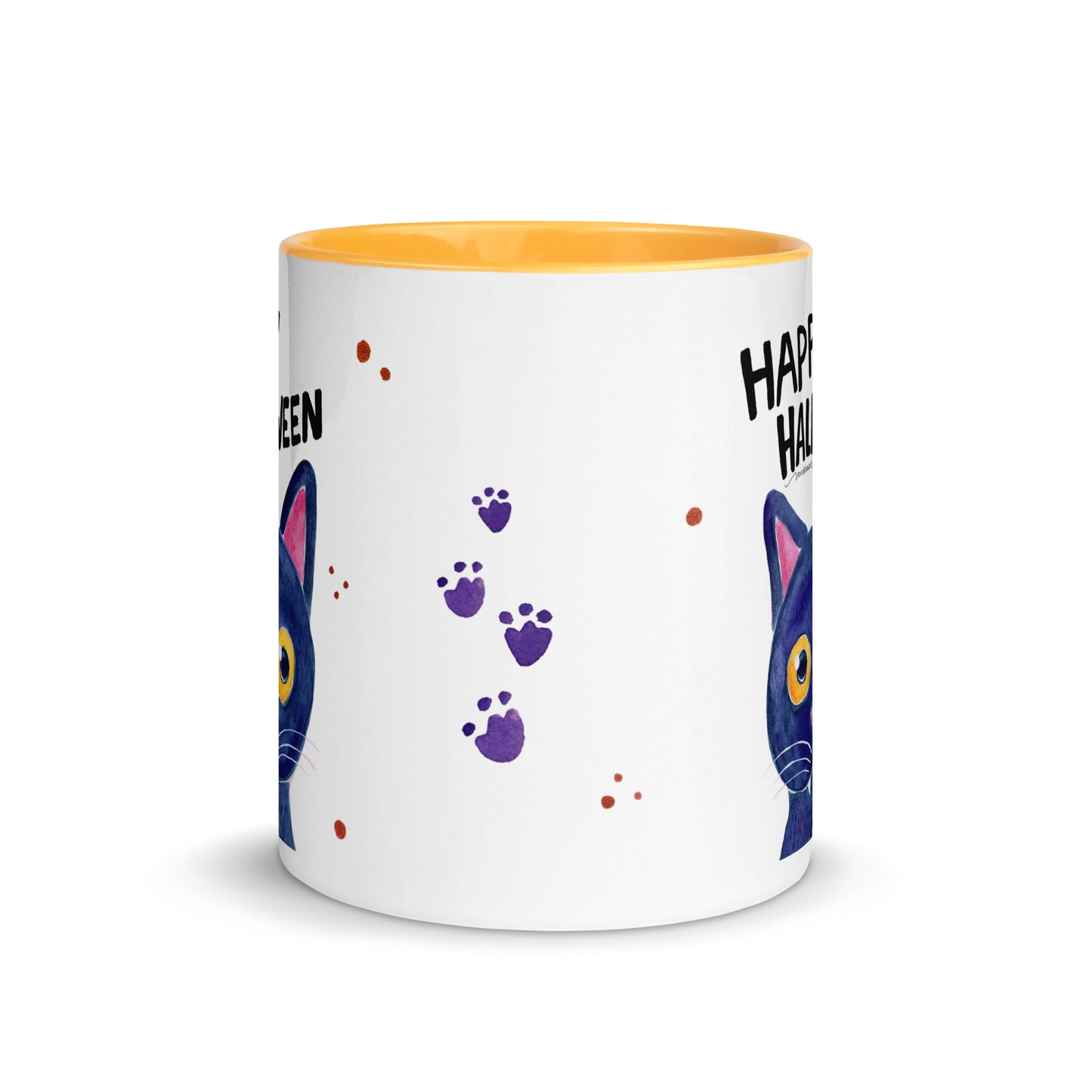 Mug with Color Inside - Happy Halloween - Black Cat