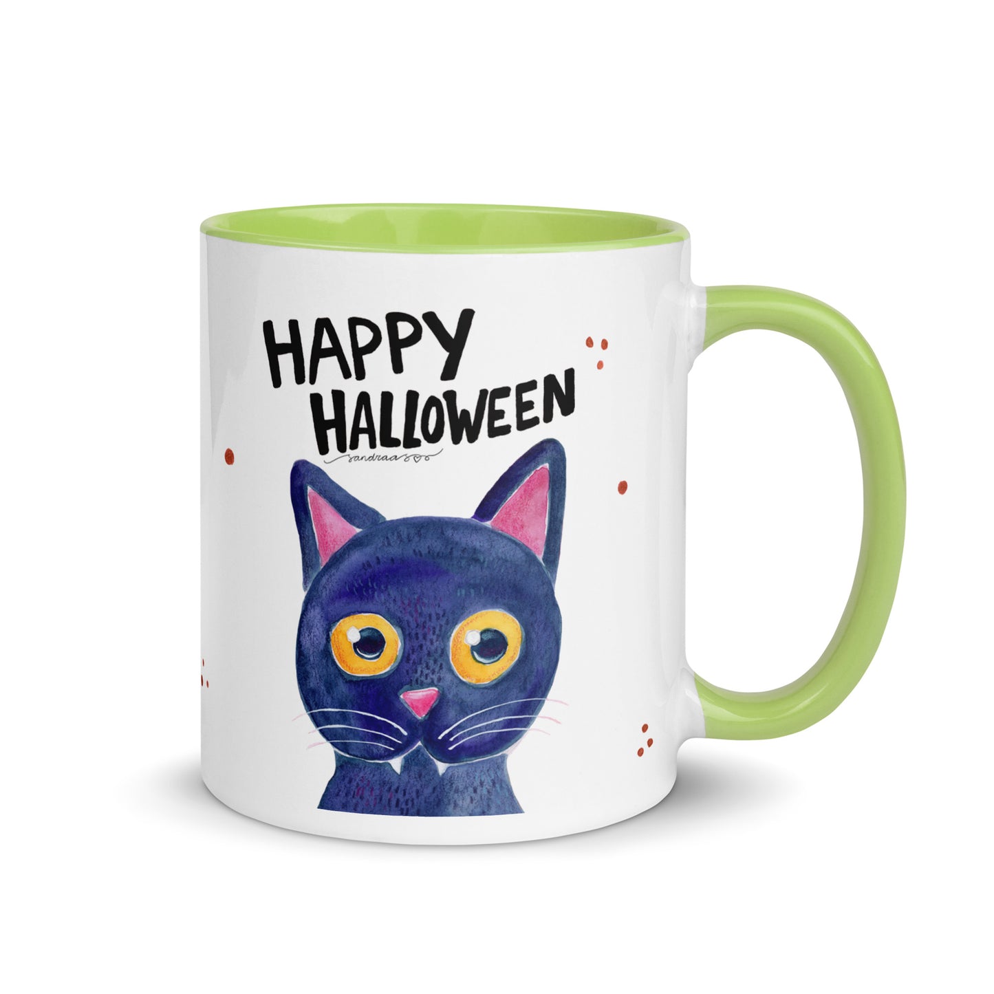 Mug with Color Inside - Happy Halloween - Black Cat