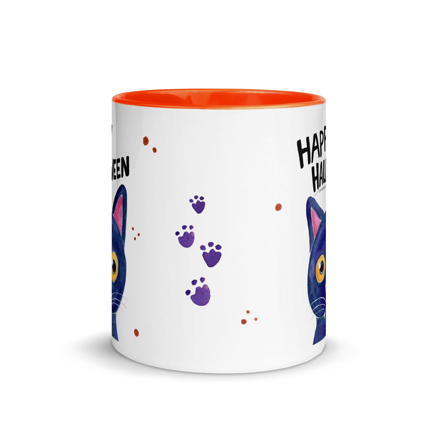 Mug with Color Inside - Happy Halloween - Black Cat