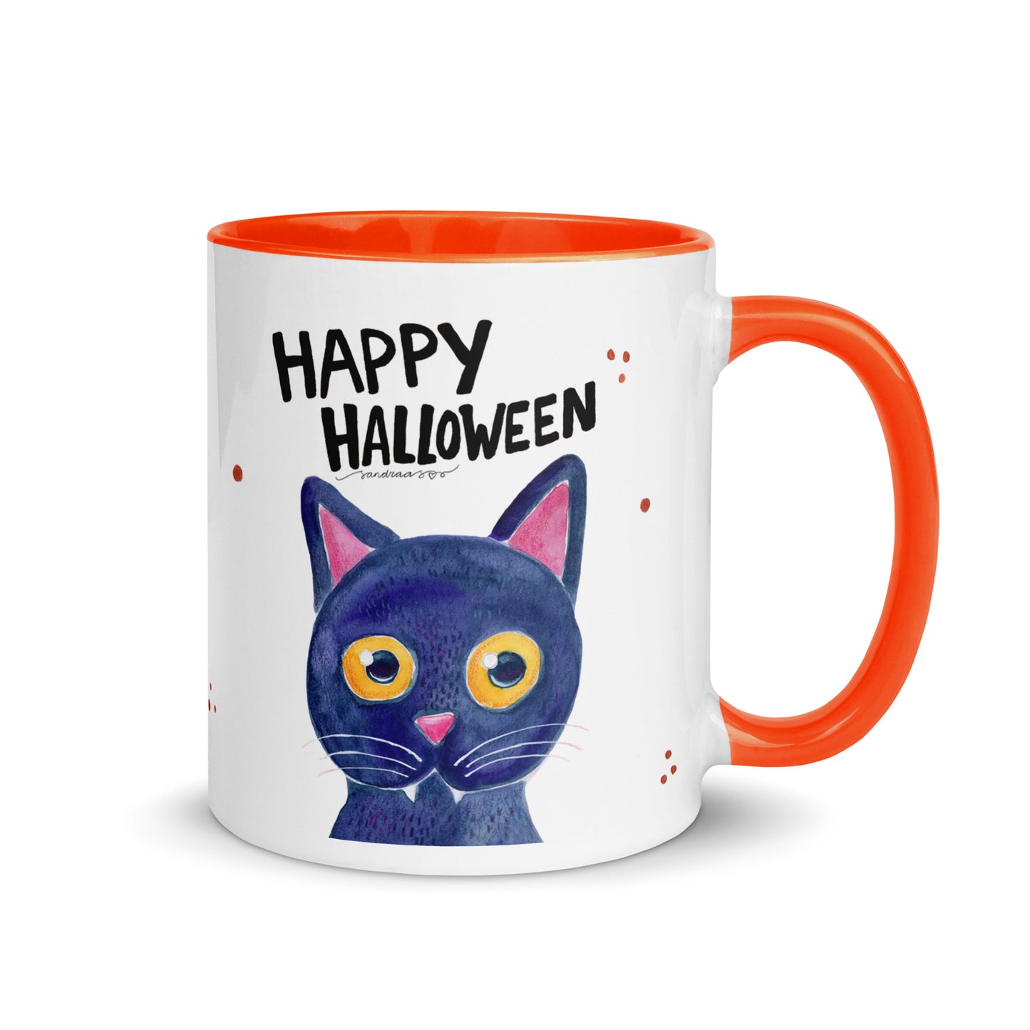 Mug with Color Inside - Happy Halloween - Black Cat