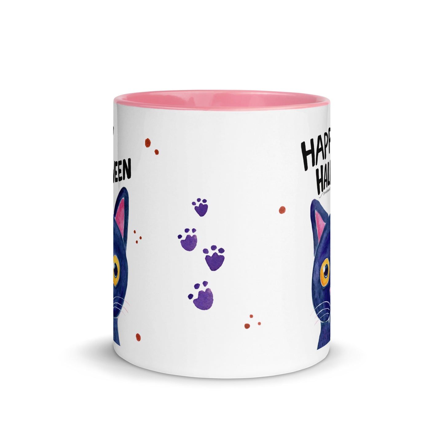 Mug with Color Inside - Happy Halloween - Black Cat