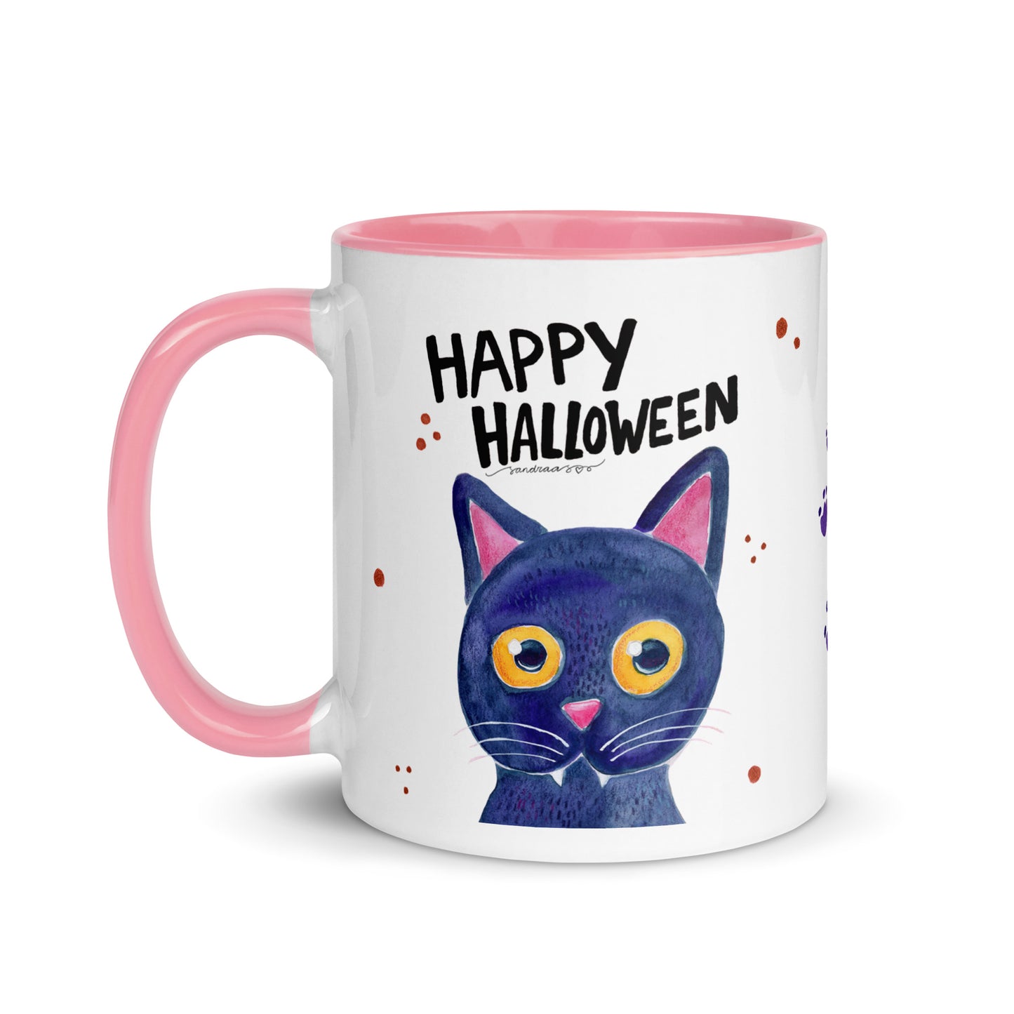 Mug with Color Inside - Happy Halloween - Black Cat