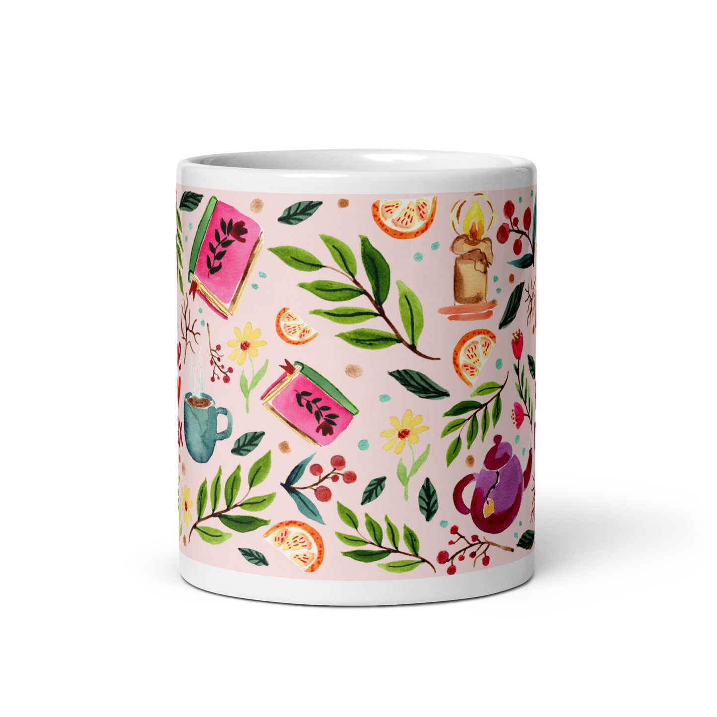 White glossy mug - Cozy Vibes - Autumn - Time to relax