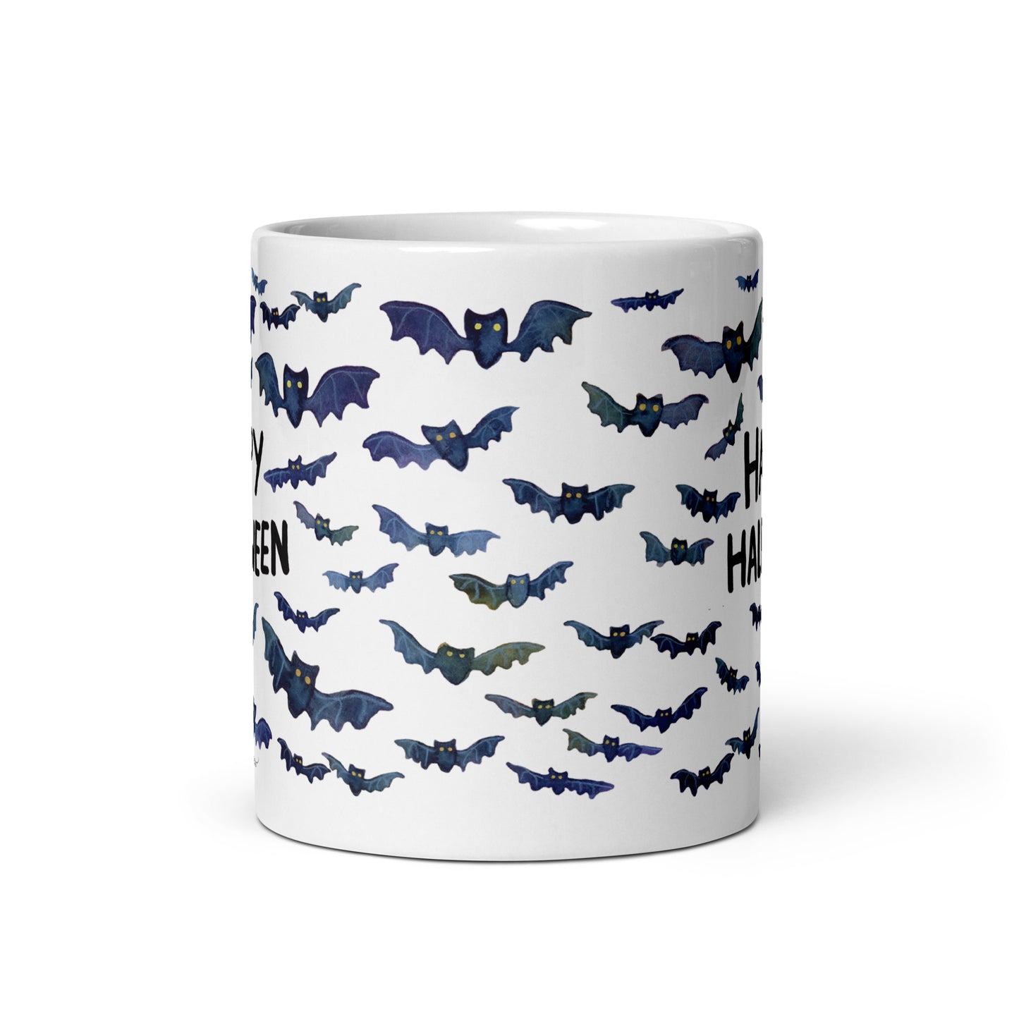 White glossy mug - Happy Halloween - Bats