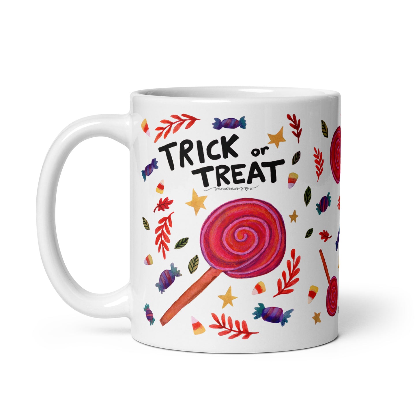 White glossy mug - Halloween - Trick or treat