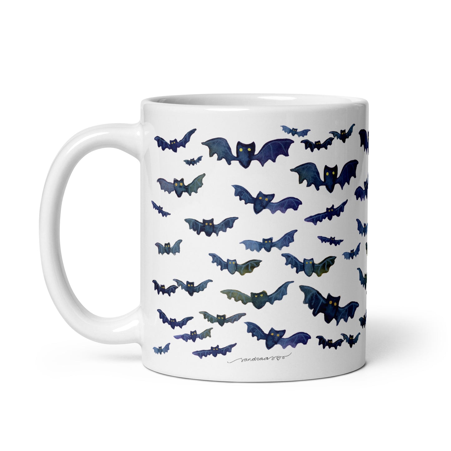 White glossy mug - Bats - Halloween