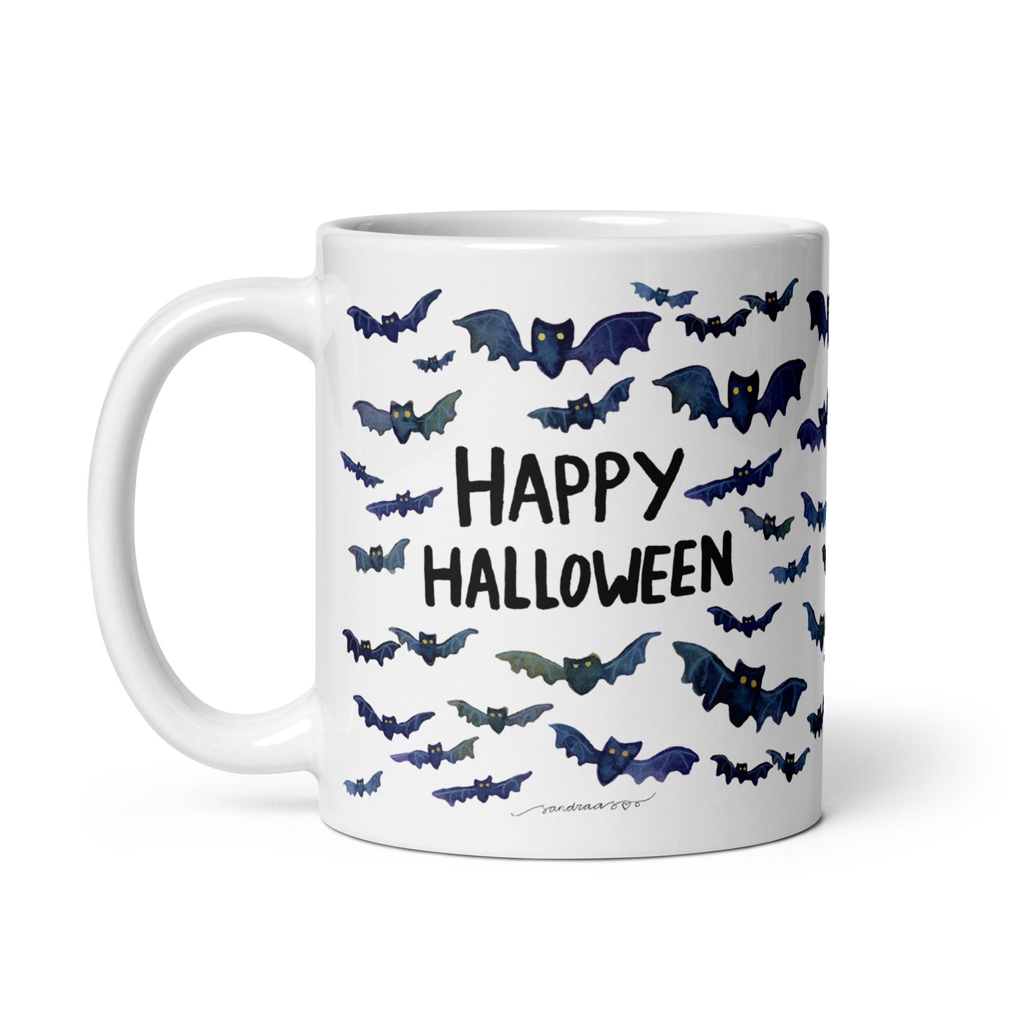 White glossy mug - Happy Halloween - Bats