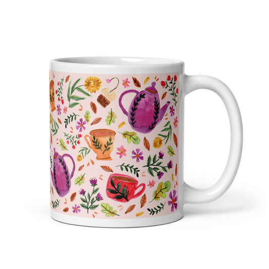 White glossy mug - Cozy Autumn Pink