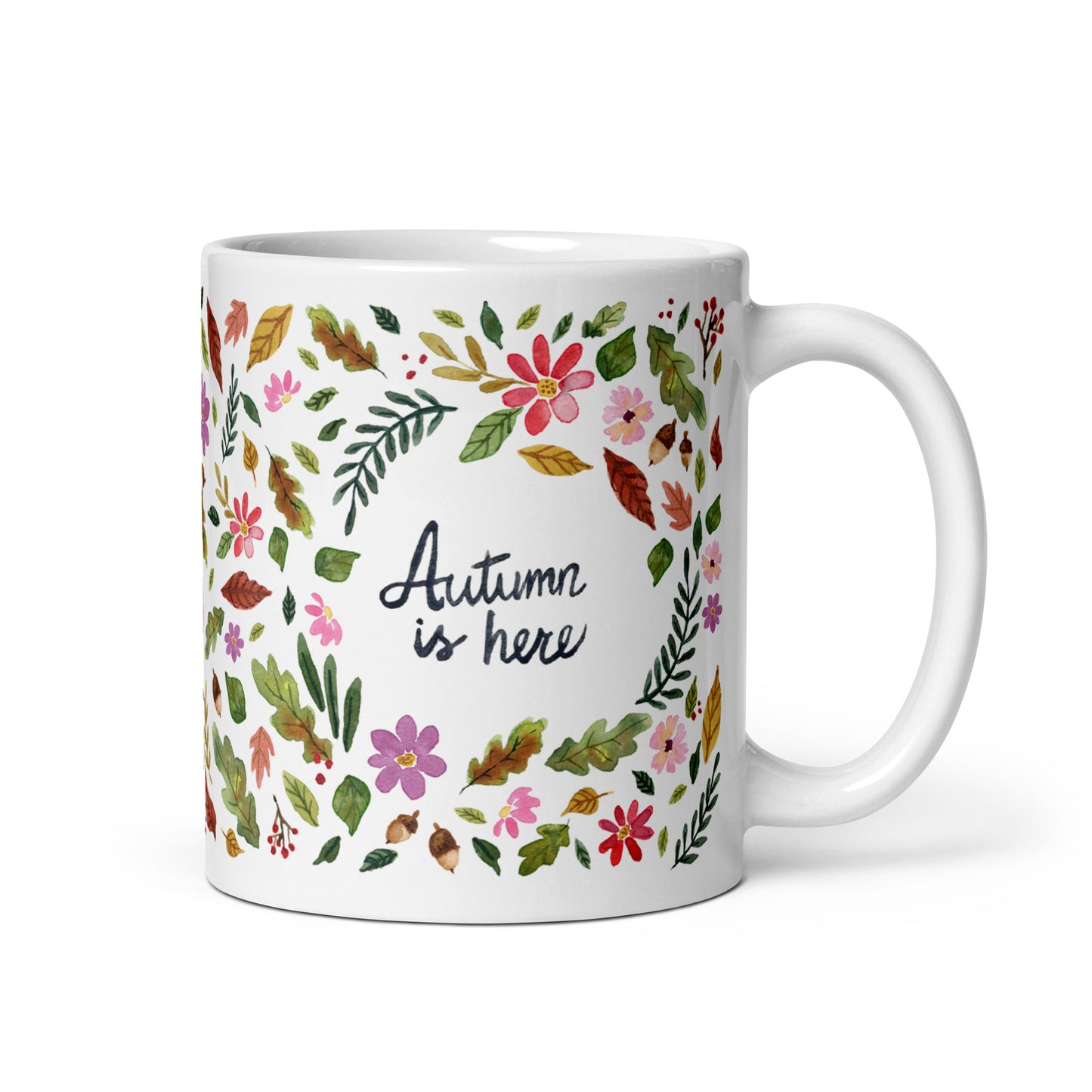 White glossy mug - Autumn is here