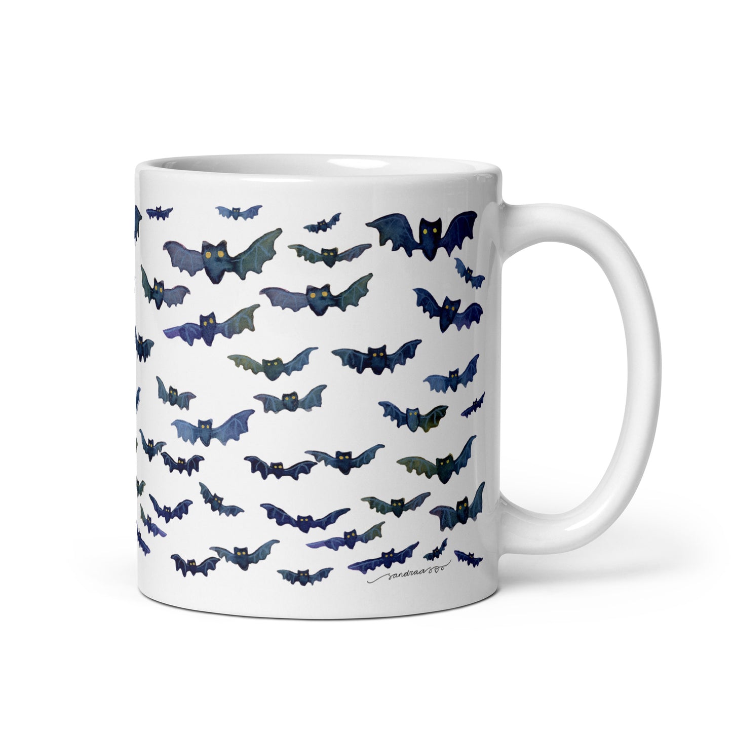 White glossy mug - Bats - Halloween