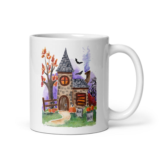 White glossy mug - Halloween - Haunted House