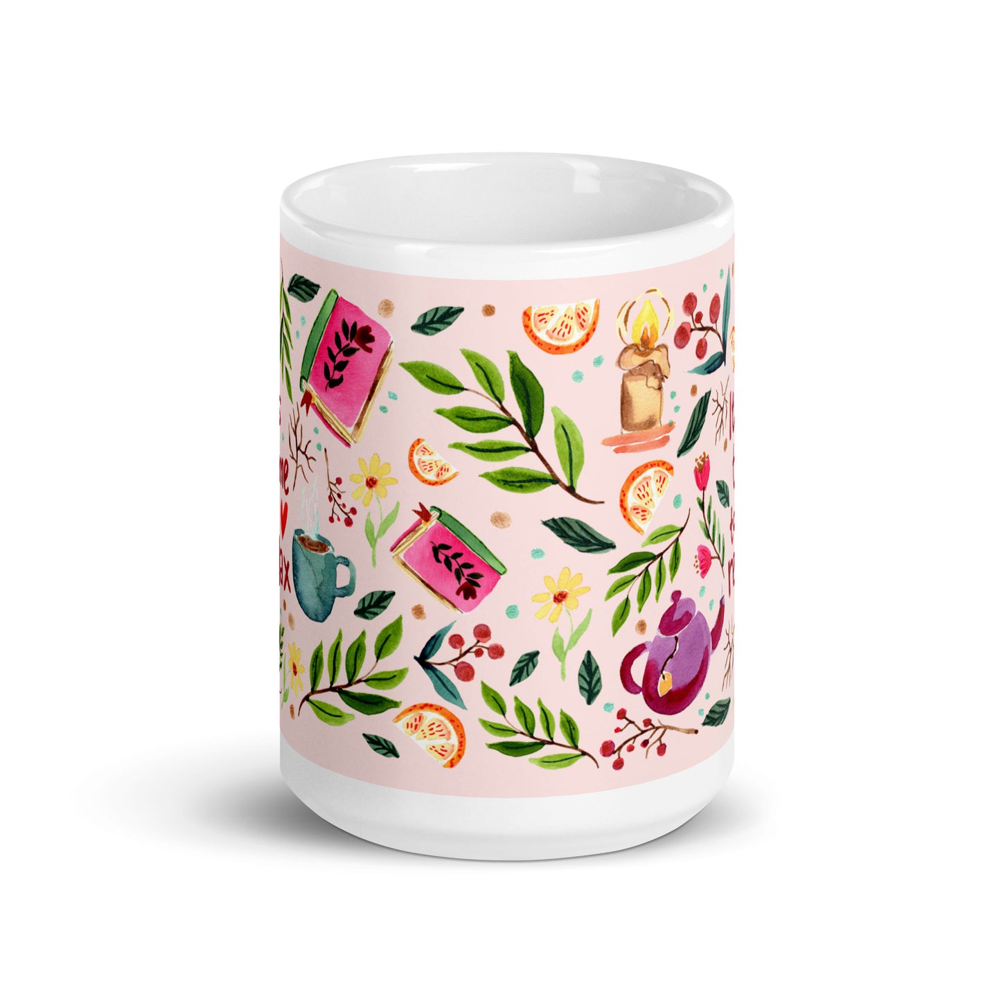 White glossy mug - Cozy Vibes - Autumn - Time to relax