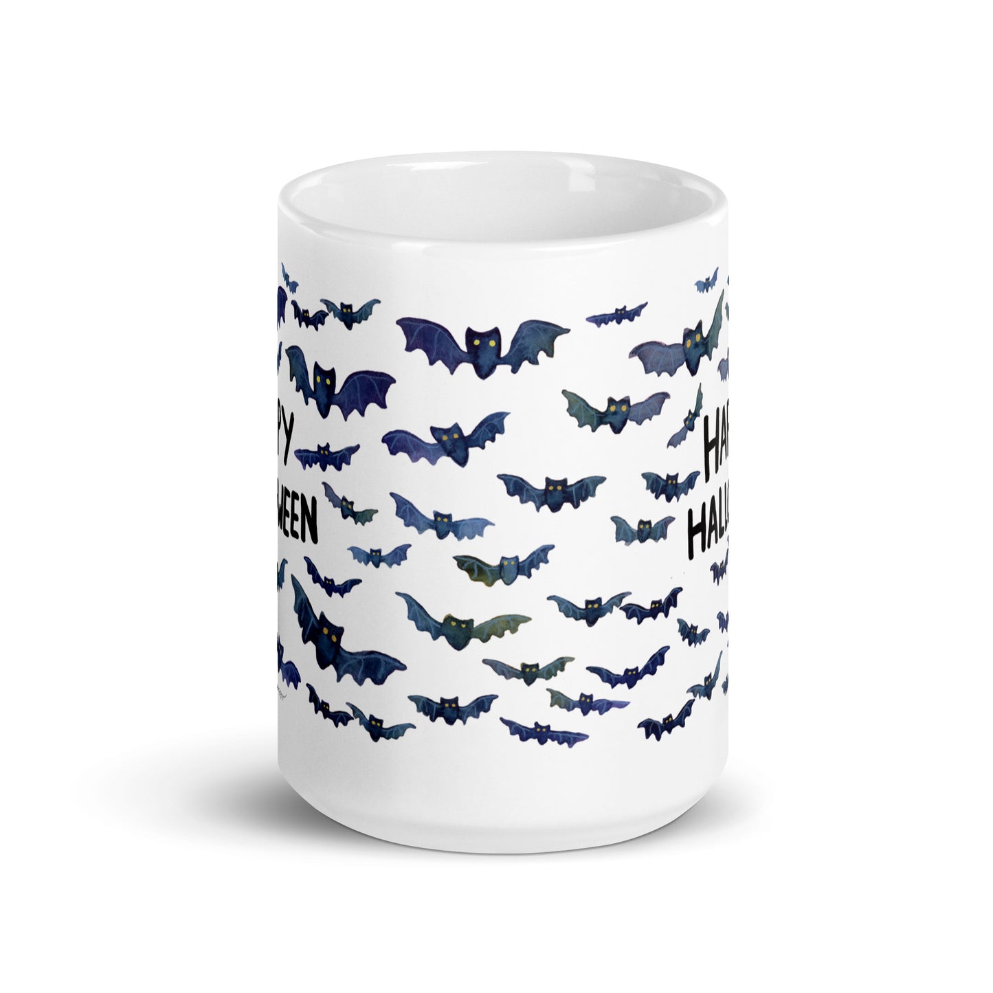 White glossy mug - Happy Halloween - Bats