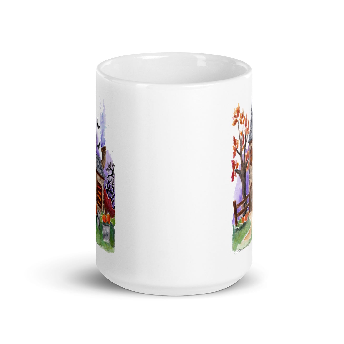 White glossy mug - Halloween - Haunted House