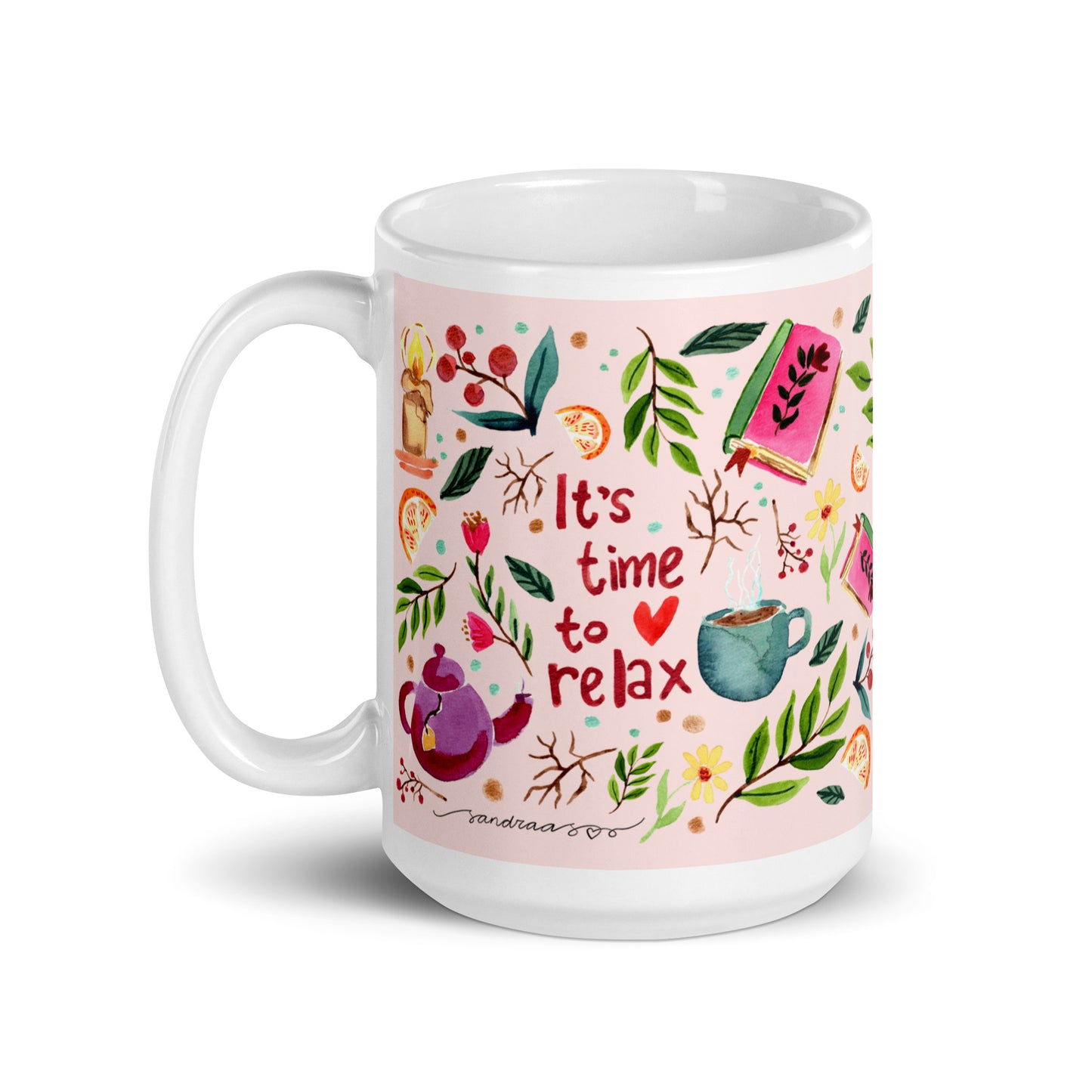 White glossy mug - Cozy Vibes - Autumn - Time to relax