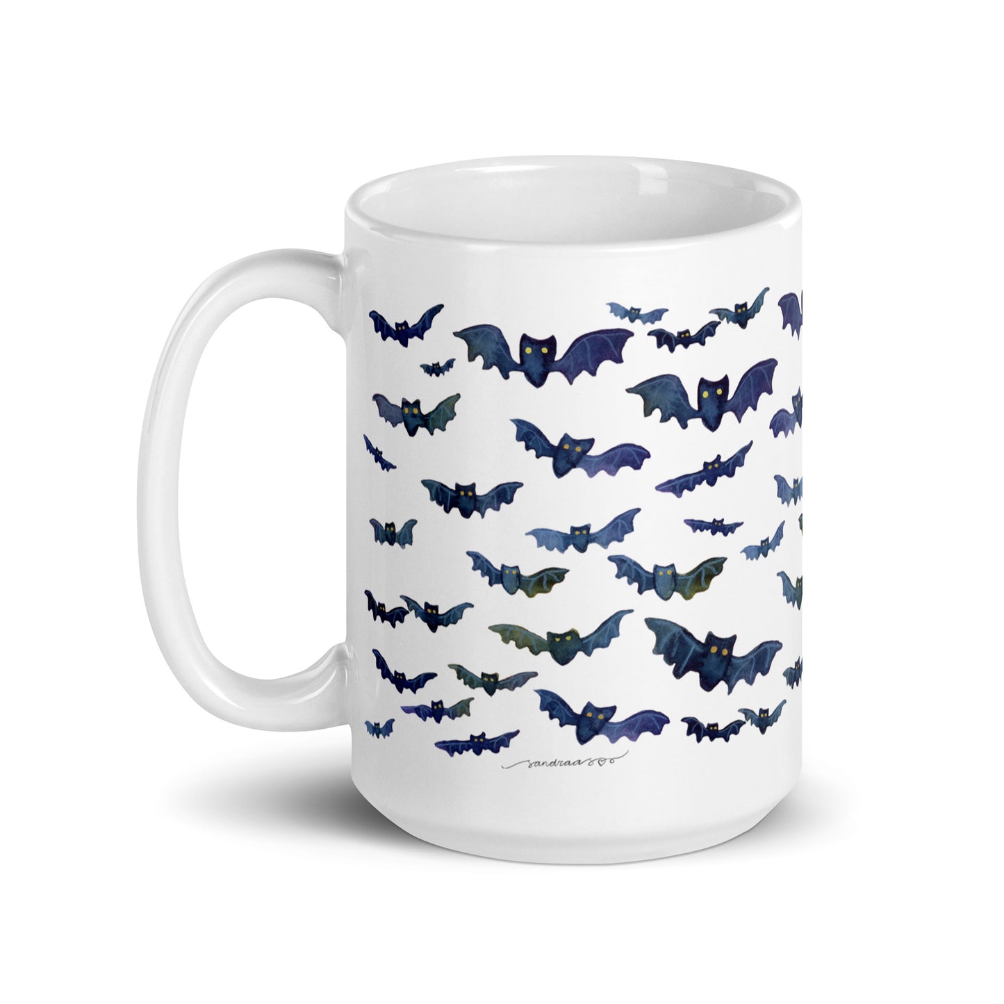 White glossy mug - Bats - Halloween