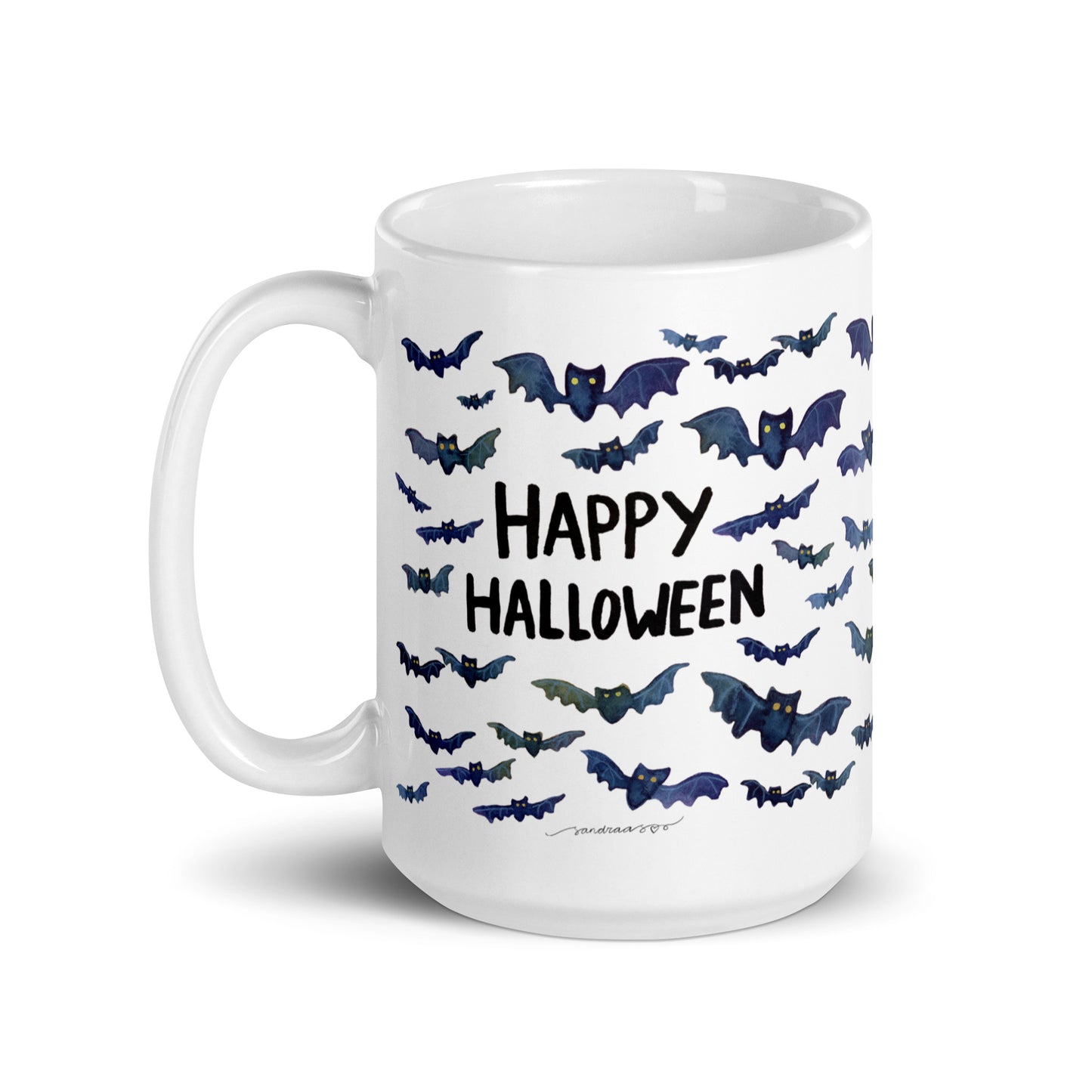 White glossy mug - Happy Halloween - Bats