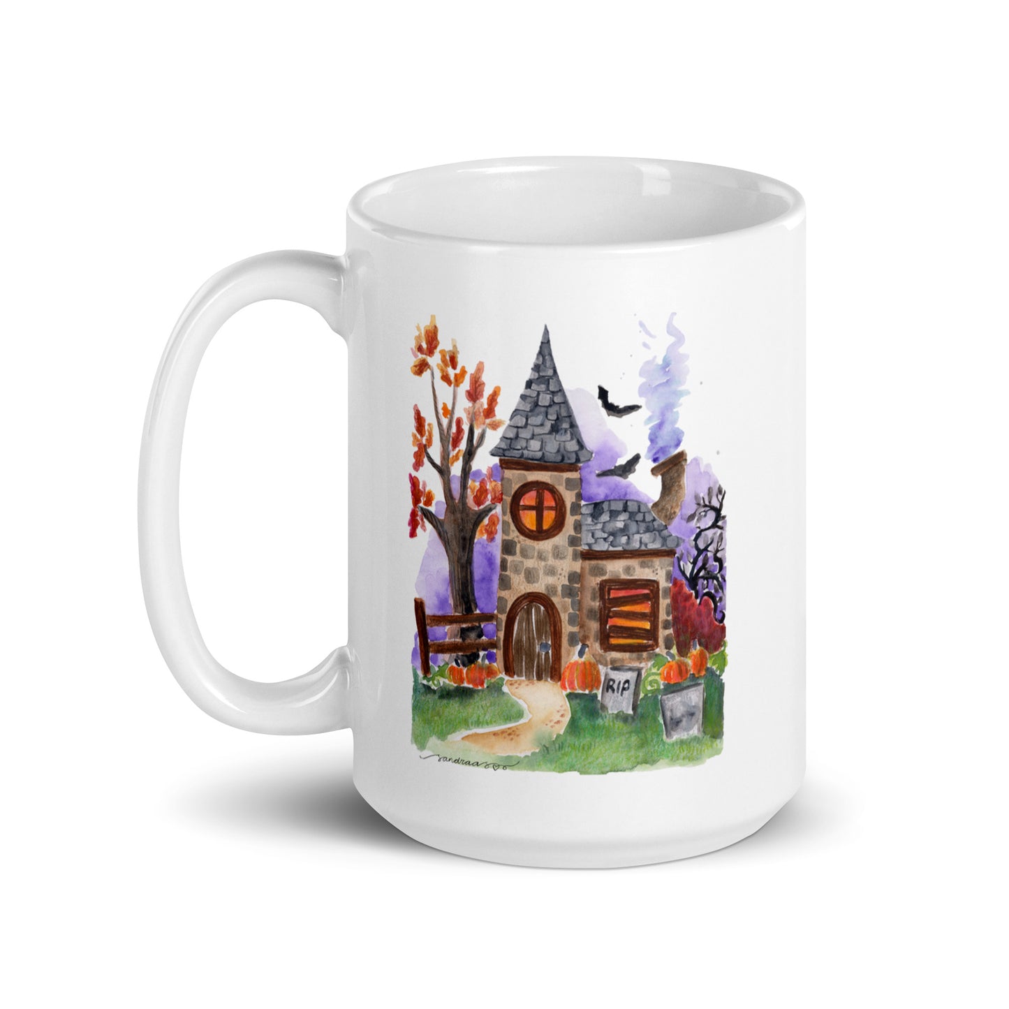 White glossy mug - Halloween - Haunted House