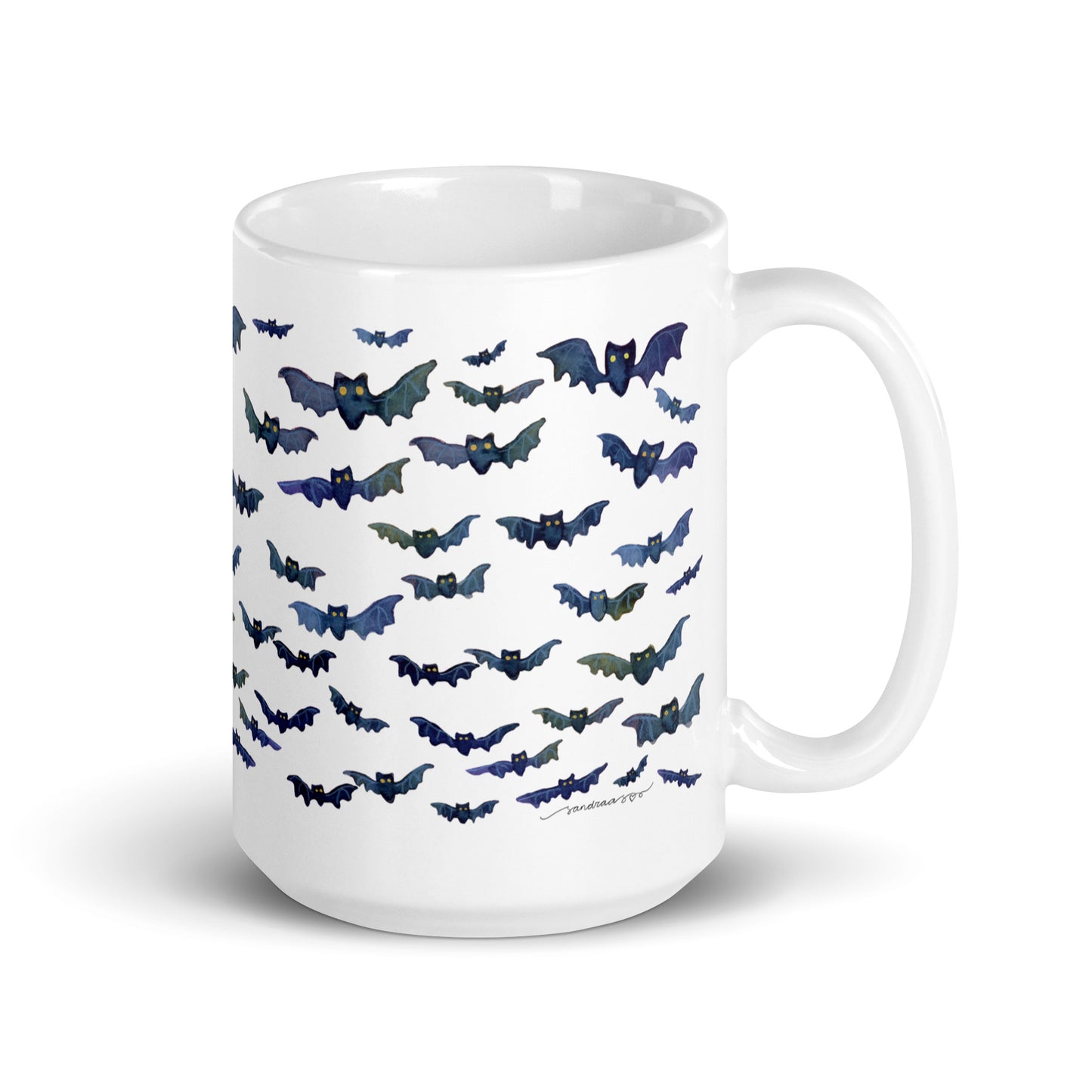 White glossy mug - Bats - Halloween