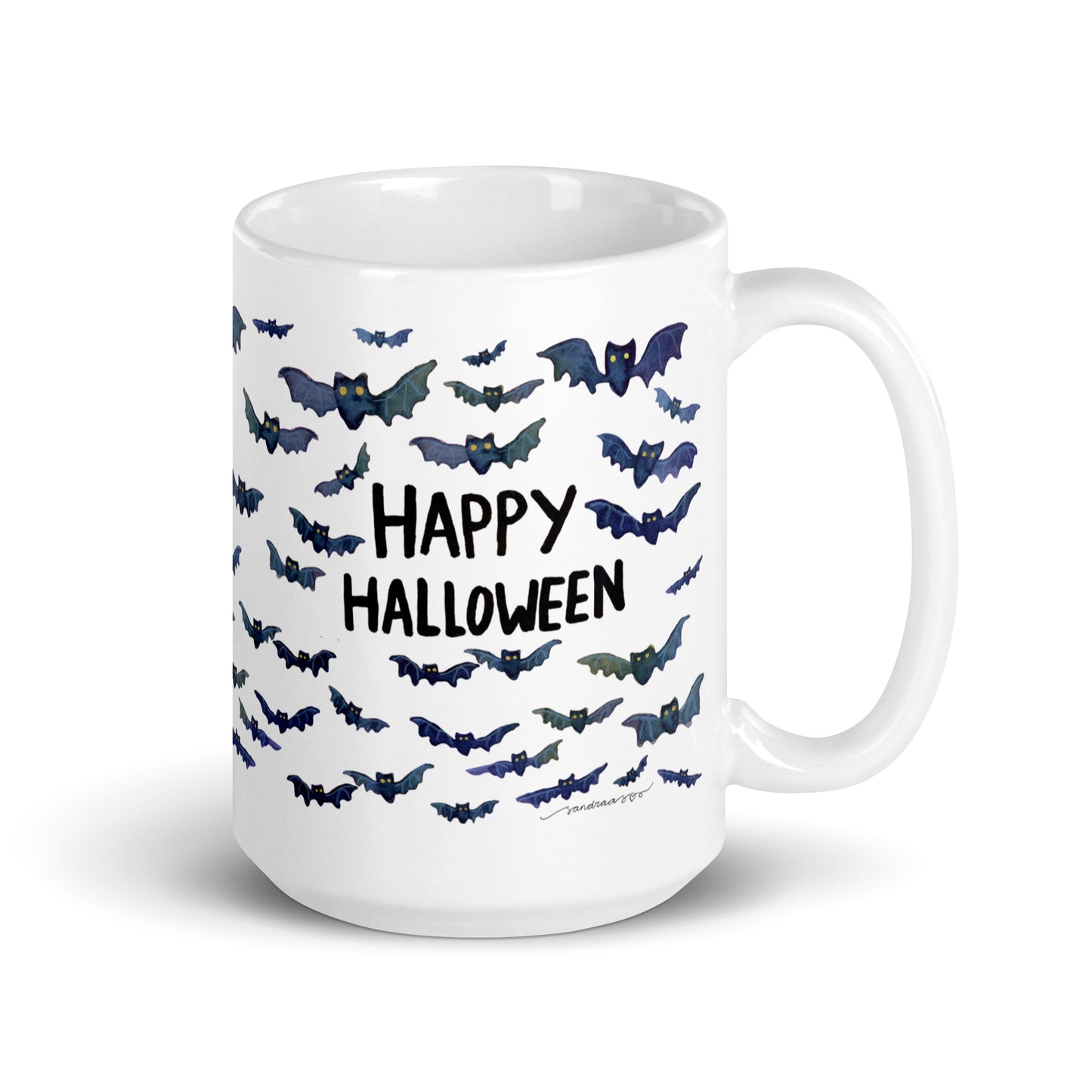 White glossy mug - Happy Halloween - Bats