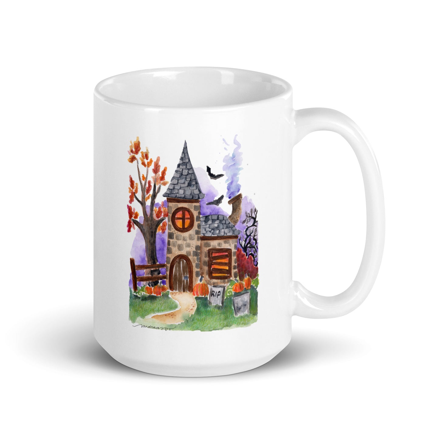 White glossy mug - Halloween - Haunted House