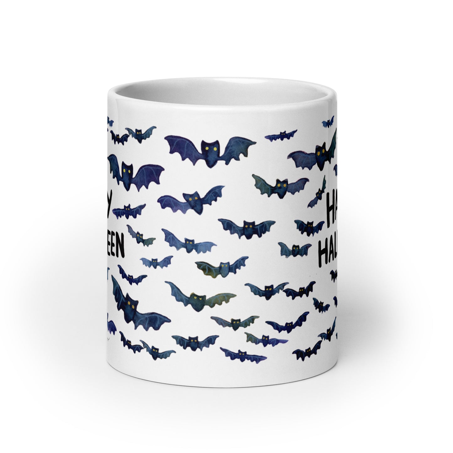 White glossy mug - Happy Halloween - Bats