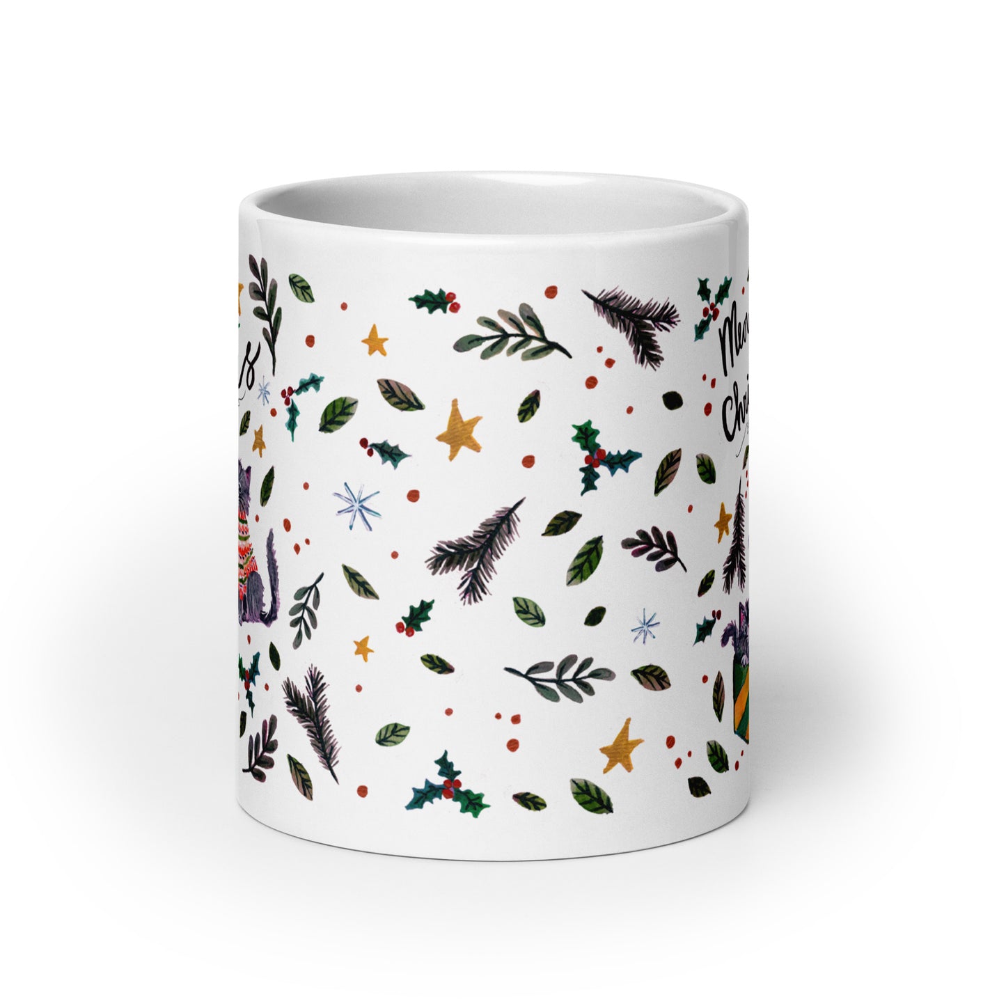 🎄 Meowy Christmas Cat Mug – Whimsical Watercolor Cats in Christmas Sweaters & Gift Boxes 😺🎁✨ Glossy Ceramic Holiday Mug - SANDRAAS