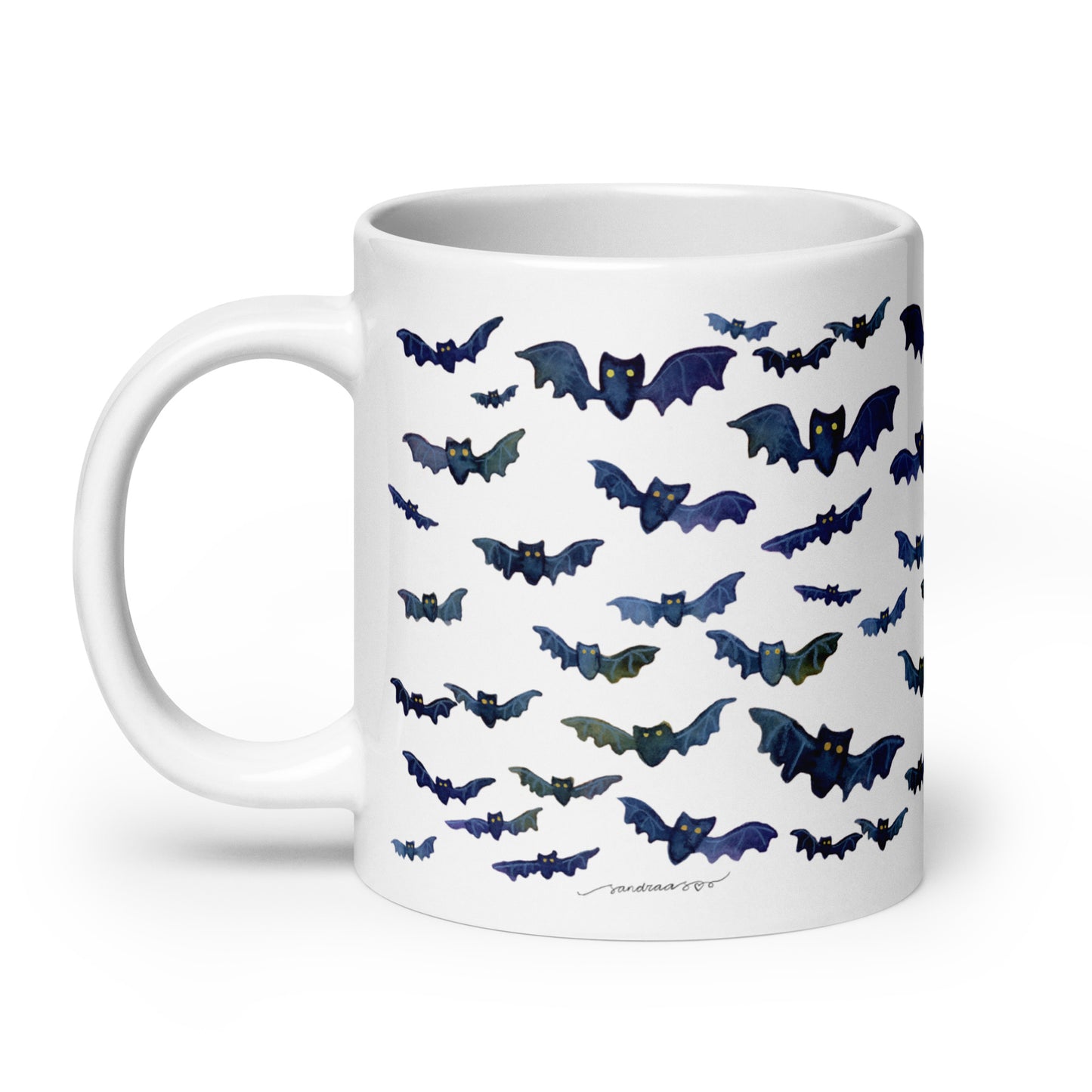 White glossy mug - Bats - Halloween