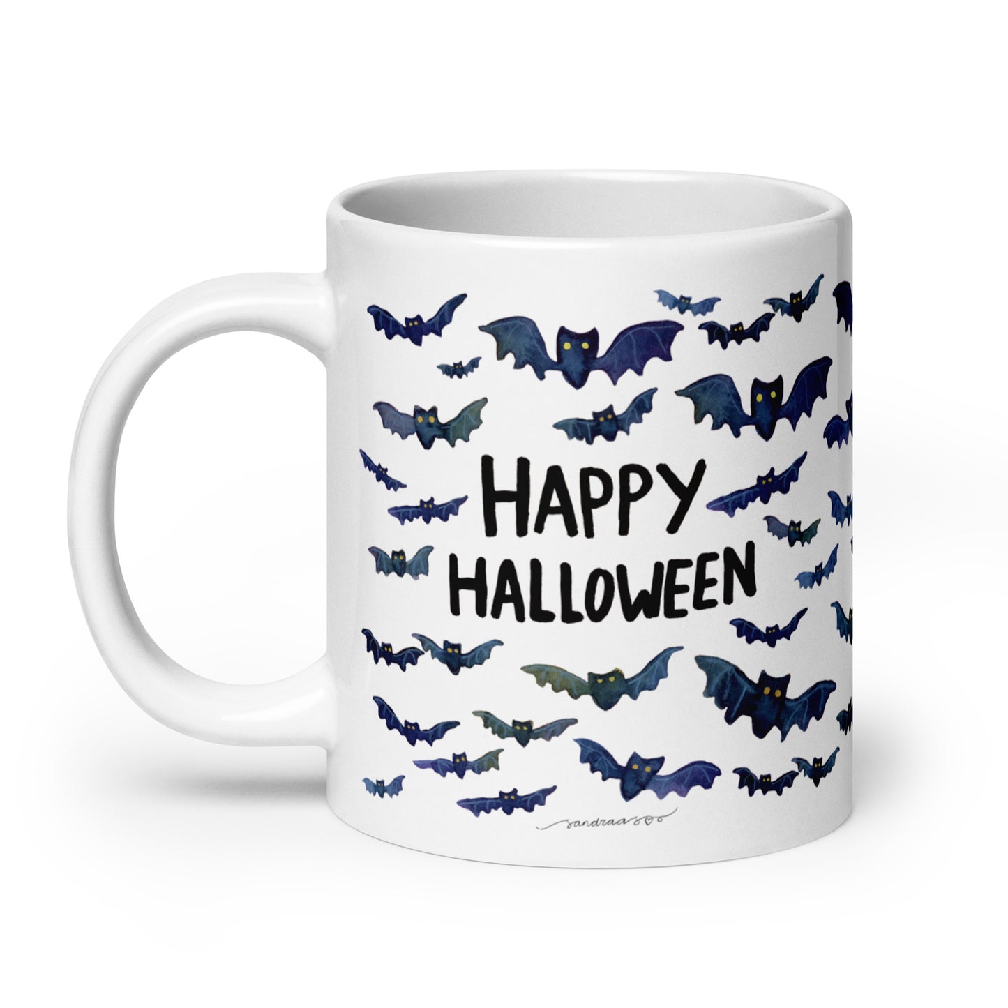 White glossy mug - Happy Halloween - Bats