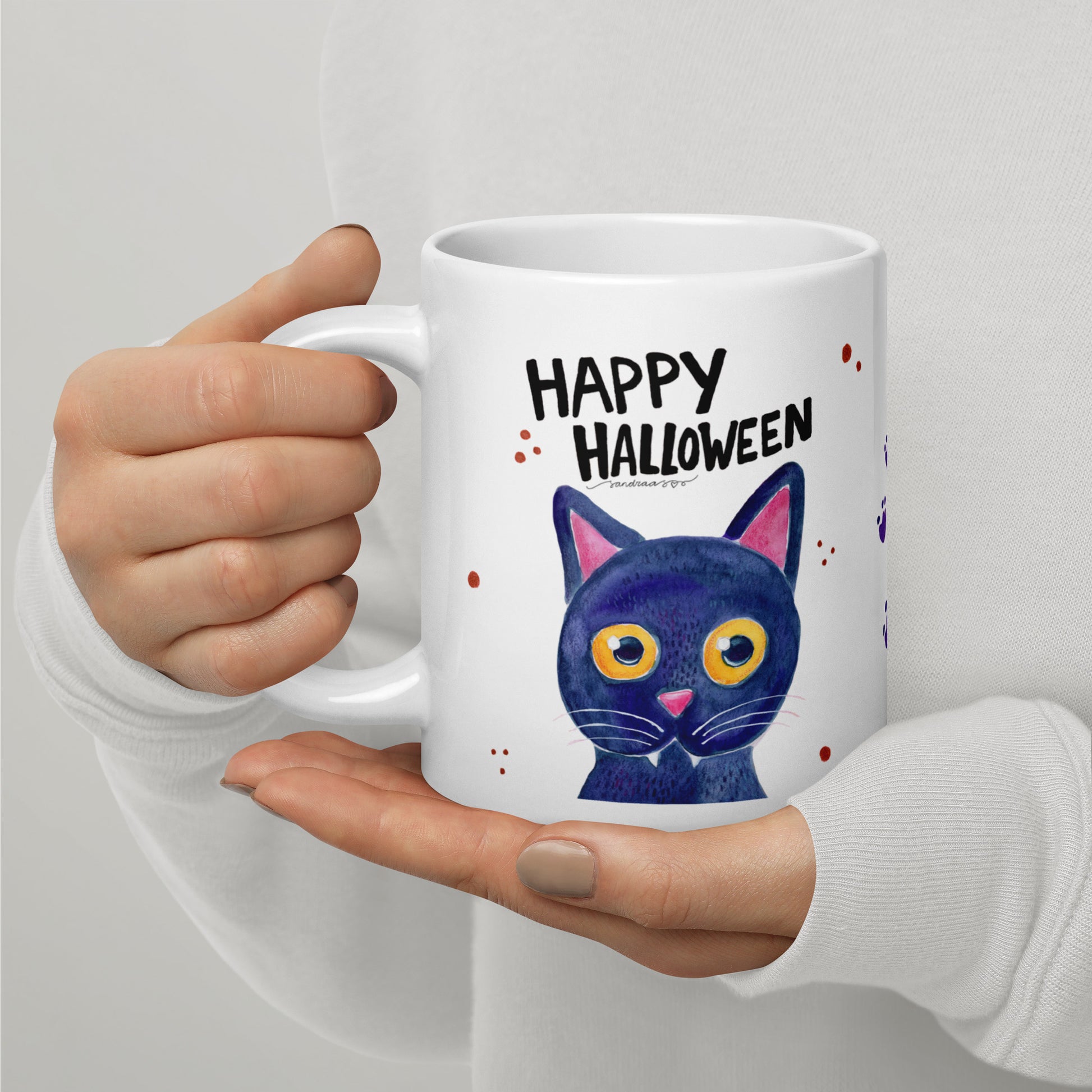 Happy Halloween Black Cat Mug – A Spooky & Whimsical Delight! 🎃🐈‍⬛ - SANDRAAS