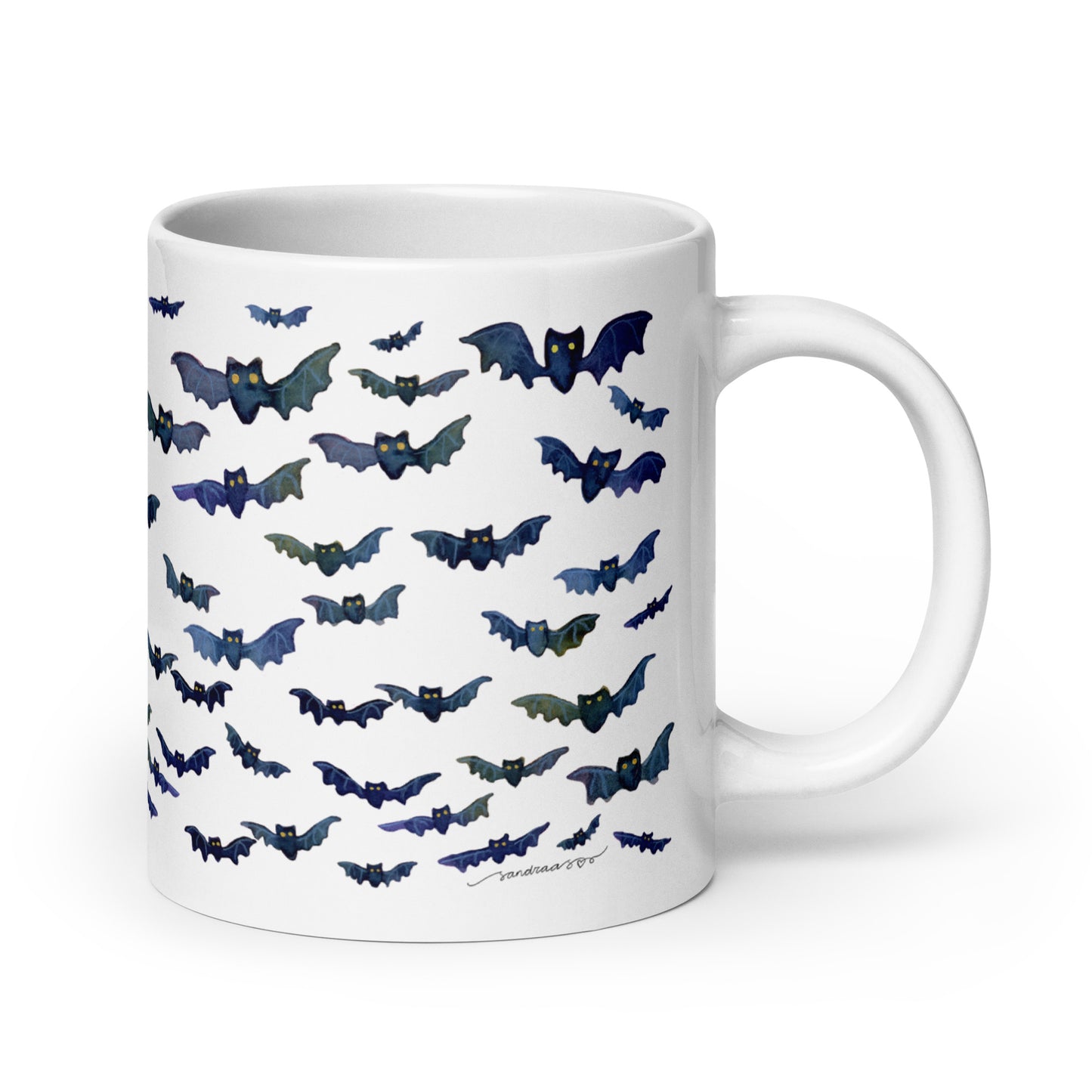 White glossy mug - Bats - Halloween