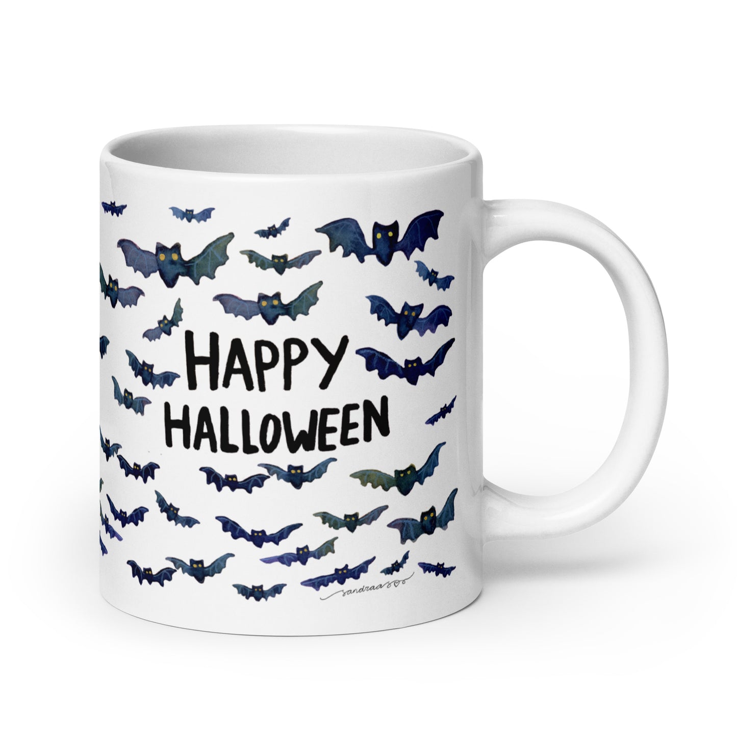 White glossy mug - Happy Halloween - Bats