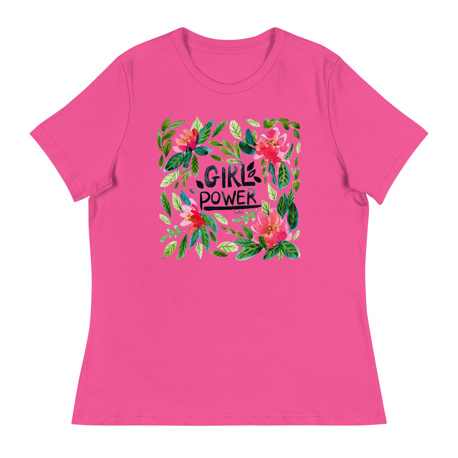 Women's Relaxed T-Shirt – Girl Power 🌸 | Watercolor Floral Inspiration Tee - SANDRAAS
