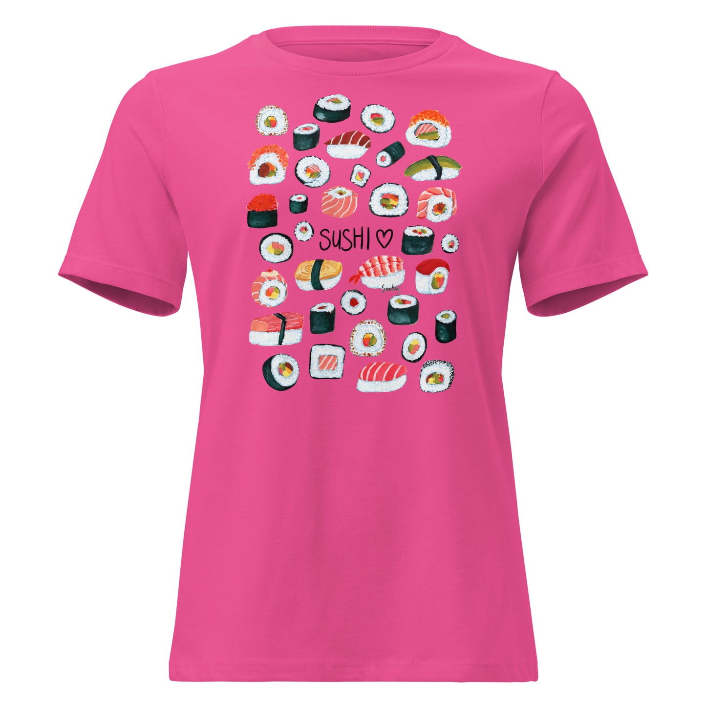 🍣 Women’s Relaxed T-Shirt – Sushi Pattern – Gouache Edition - SANDRAAS