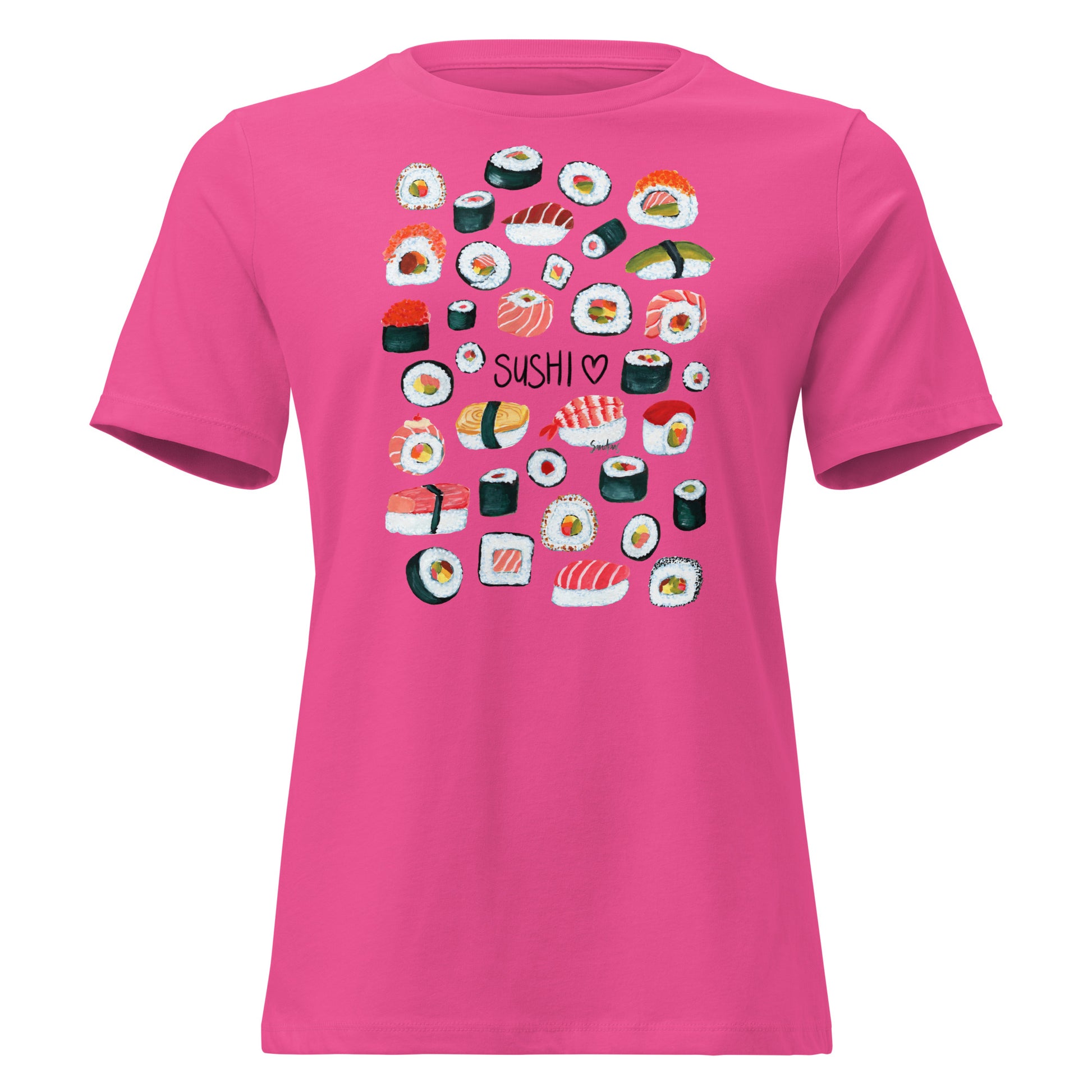 🍣 Women’s Relaxed T-Shirt – Sushi Pattern – Gouache Edition - SANDRAAS