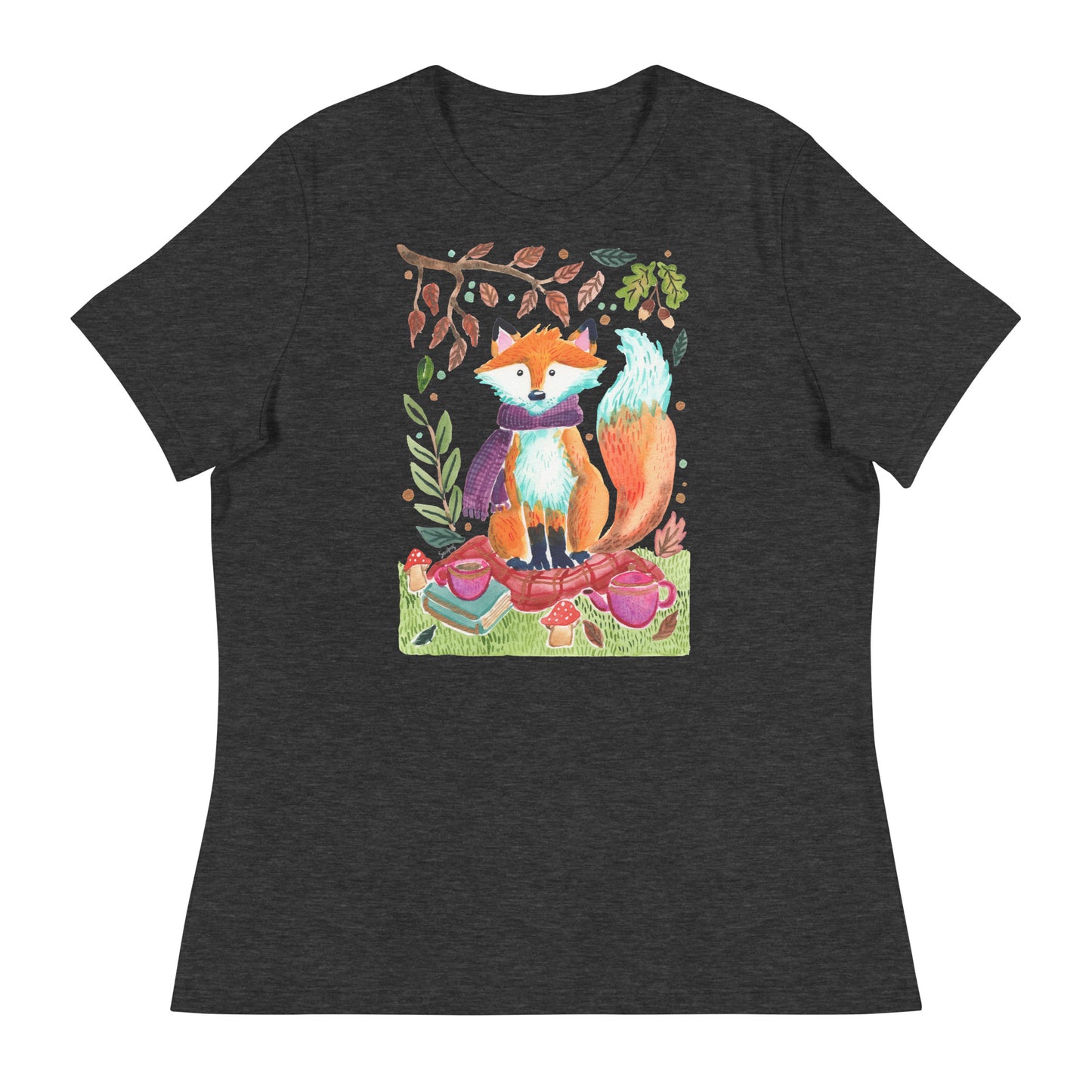 Women's Relaxed T-Shirt - Cozy Fox Autumn Scene