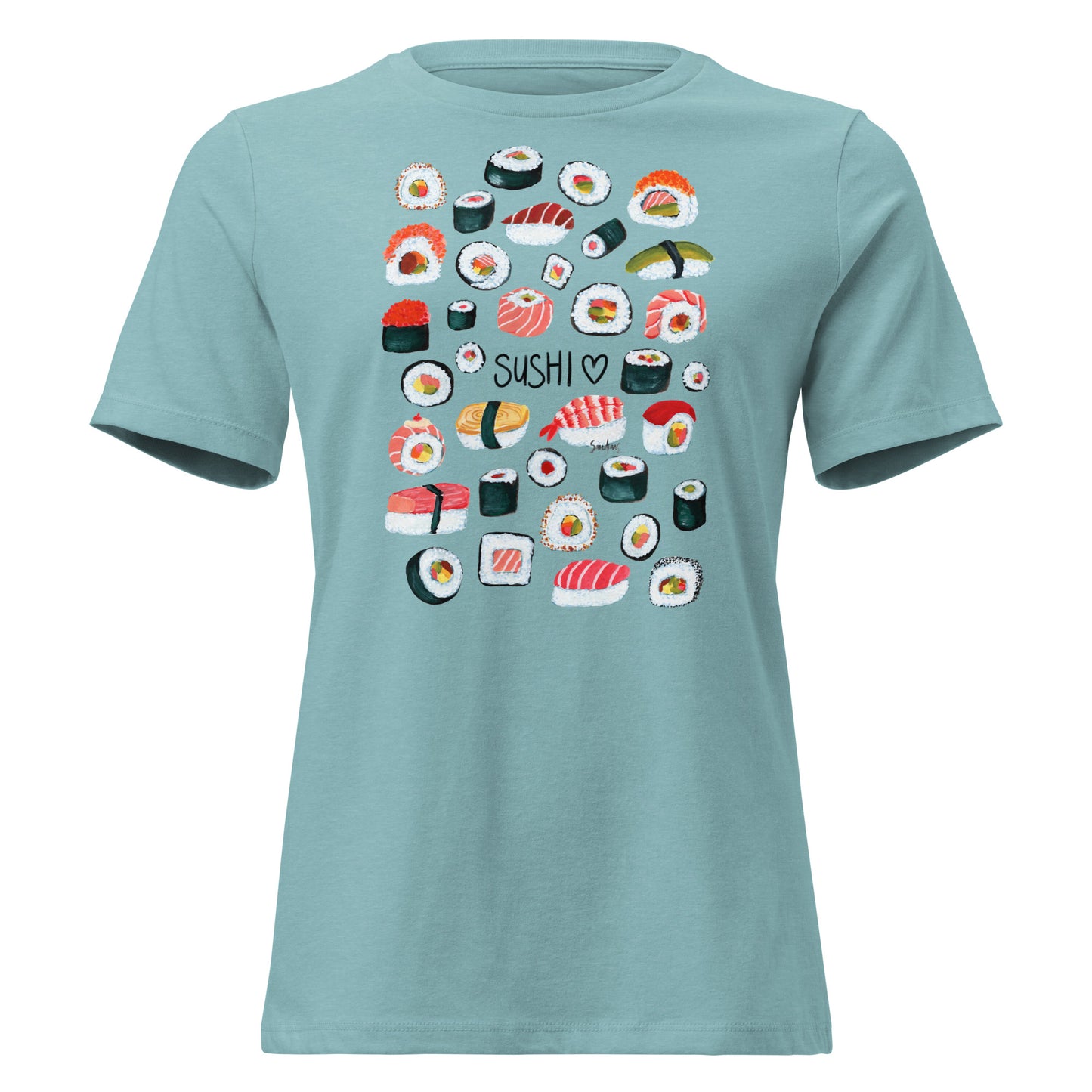 🍣 Women’s Relaxed T-Shirt – Sushi Pattern – Gouache Edition - SANDRAAS