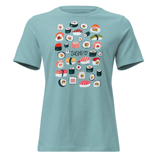 🍣 Women’s Relaxed T-Shirt – Sushi Pattern – Gouache Edition - SANDRAAS