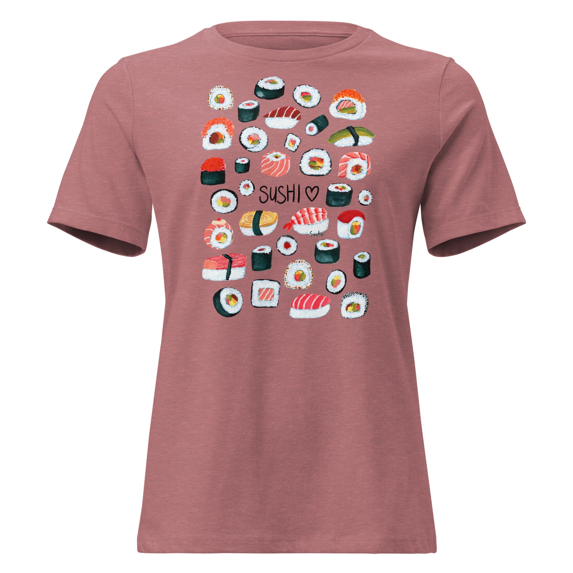 🍣 Women’s Relaxed T-Shirt – Sushi Pattern – Gouache Edition - SANDRAAS