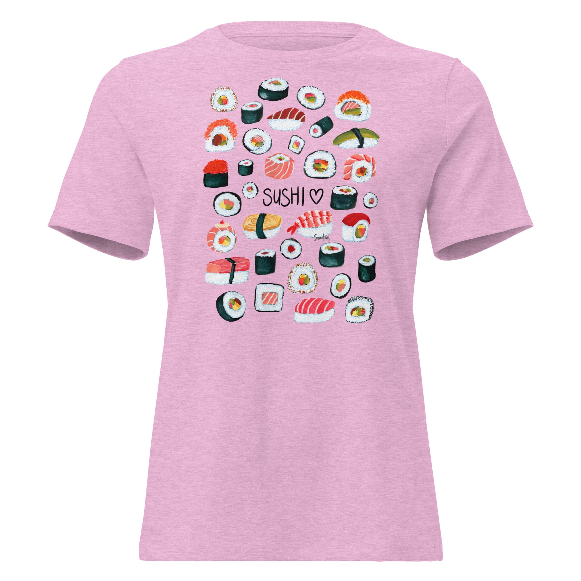 🍣 Women’s Relaxed T-Shirt – Sushi Pattern – Gouache Edition - SANDRAAS