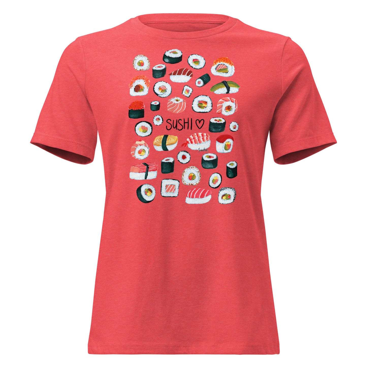 🍣 Women’s Relaxed T-Shirt – Sushi Pattern – Gouache Edition - SANDRAAS