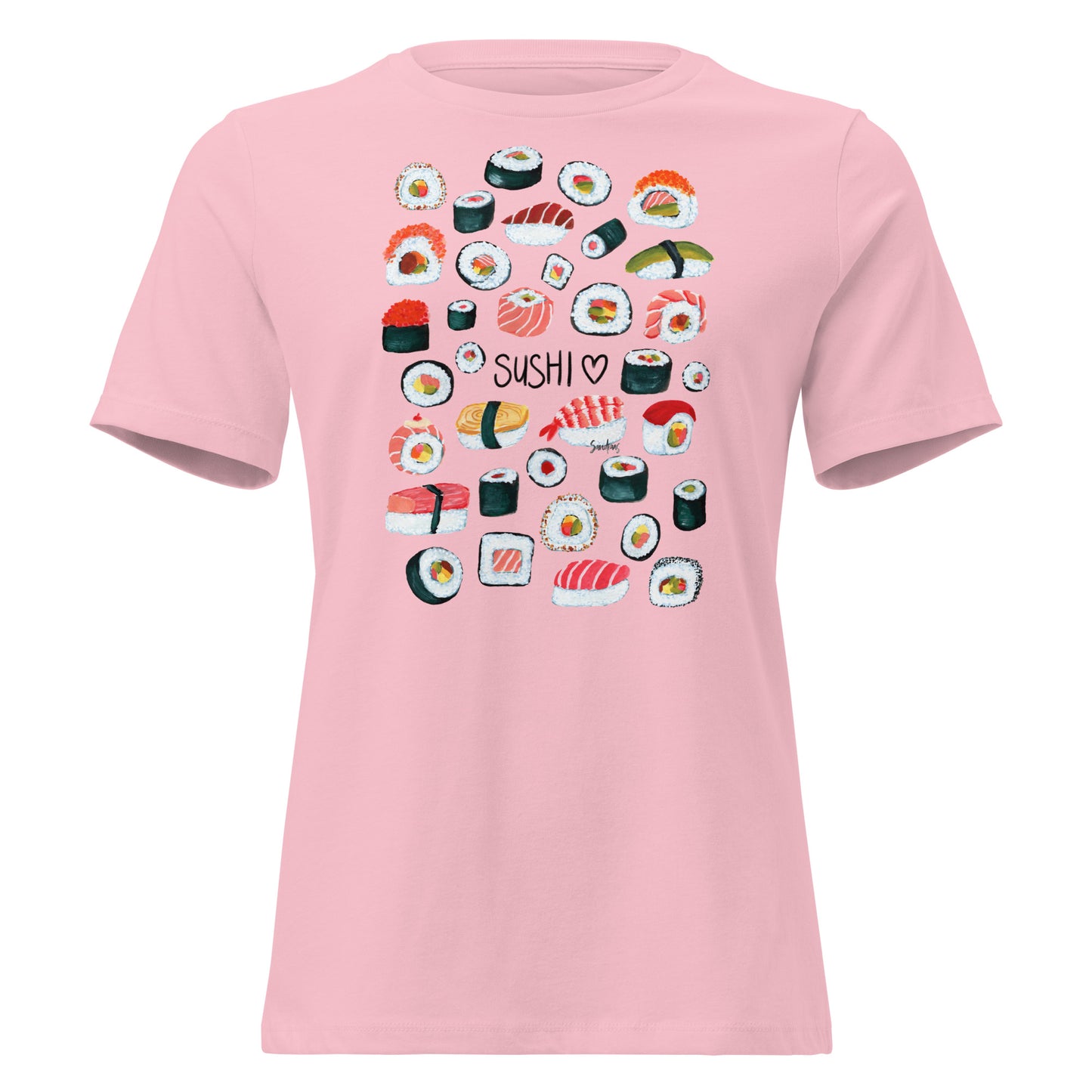 🍣 Women’s Relaxed T-Shirt – Sushi Pattern – Gouache Edition - SANDRAAS